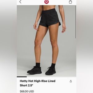 NWOT LULULEMON HOTTY HOT SHORTS BLACK